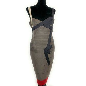 Herve Leger Bodycon Bandage Dress Size S Beige